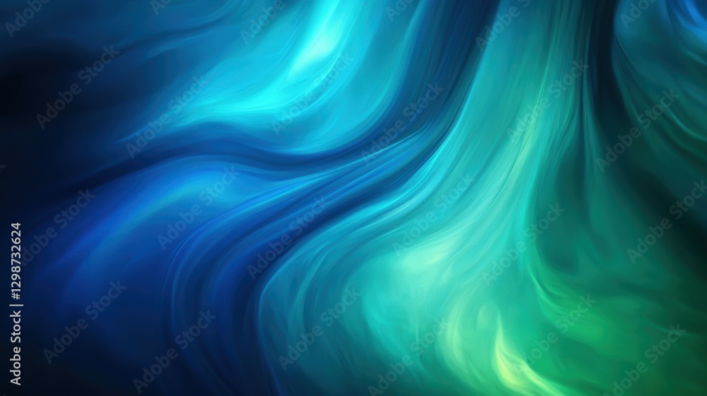 Poster colorful abstract background with flowing blue and green waves creating a vibrant artistic texture f
