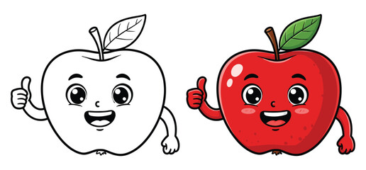  Hand drawn red Thumbs up Apple vector Clipart Illustration with a white background 
