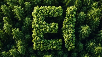 Aerial View of Green Trees Forming Nature Inspired Symbol