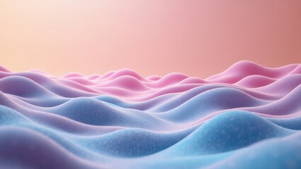 Obraz premium Abstract Pastel Pink and Blue Wavy Landscape Soft 3D Render Dreamy Background Texture
