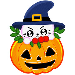 Pumpkin Witch Cat