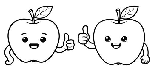  Hand drawn Thumbs up Apple vector Clipart Illustration with a white background 
