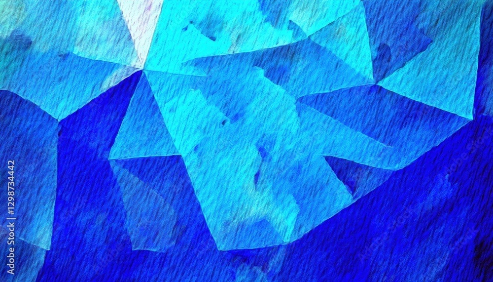 Aufkleber abstract blue geometric watercolor texture with overlapping triangular shapes, modern artistic backg