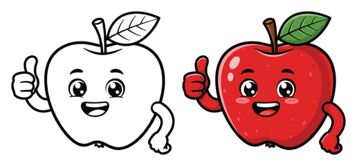  Hand drawn red Thumbs up Apple vector Clipart Illustration with a white background 
