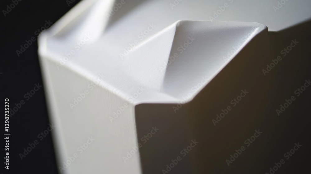 Poster close-up of a white, geometrically shaped object with subtle shadows and textures.