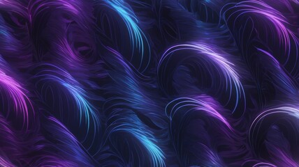 Obraz premium Abstract Swirling Neon Lights Purple and Blue Glowing Energy Waves Digital Art Background