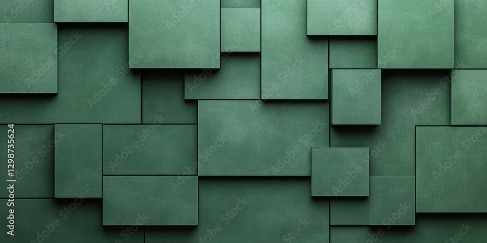 Aufkleber abstract arrangement features green cubes and rectangular geometric forms