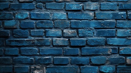 Fototapeta premium Blue brick wall texture for backgrounds, design projects, home decor, construction, urban aesthetics, renovation, and artistic photography inspiration.