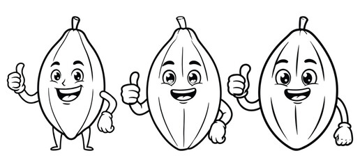  Hand drawn Thumbs up Coffee Bean vector Clipart Illustration with a white background 
