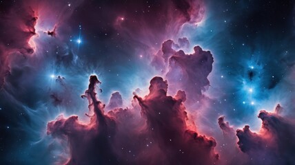 Obraz premium Cosmic Nebula Vibrant Hues of Pink Purple and Blue Interstellar Clouds