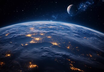 Fototapeta premium Breathtaking View of Earth from Space with Distant Planet Above