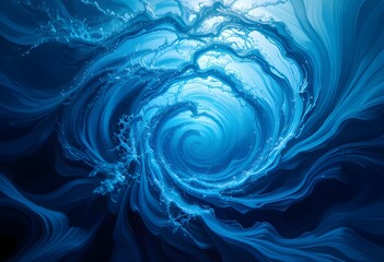 Mesmerizing Blue Ocean Whirlpool with Swirling Water Motion in Stunning Artistic Style