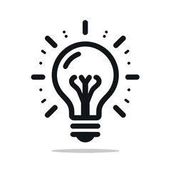 Light bulb icon symbolizing innovation and ideas in black and white  