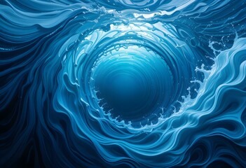 Mesmerizing Blue Ocean Whirlpool with Swirling Water Motion in Stunning Artistic Style
