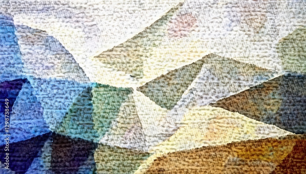 Poster abstract geometric watercolor texture with polygonal shapes in earthy and cool tones, soft canvas ef