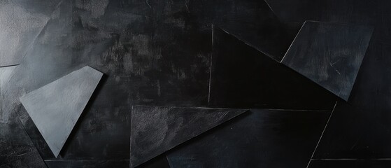 Abstract black textured background with geometric shapes and patterns, modern design elements for creative projects, wallpapers, and graphic design.