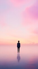 anime figure water pink lavender sky