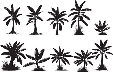 Collection of silhouette illustrations of banana set vector © jobaida