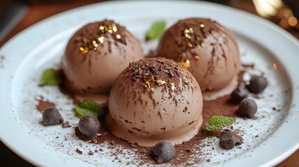 Decadent Chocolate Mousse with Gold Flakes & Cocoa Dust.
