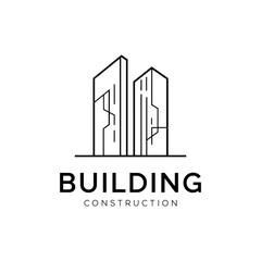 Minimalist Construction Logo Design with Geometric Building Outlines