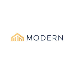 Minimalist Modern Logo Design for Real Estate Company with Gold House Icon