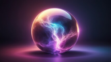 Glowing Energy Orb Abstract Sphere with Neon Plasma Sci Fi Background