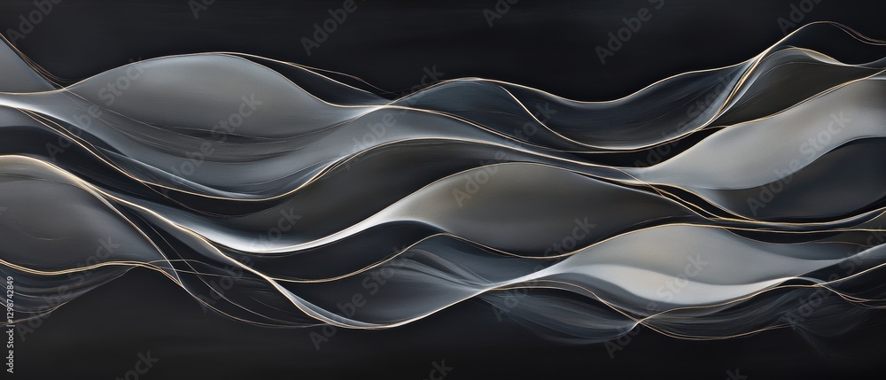 Poster abstract wave patterns flowing in shades of gray and white creating a modern minimalist background d