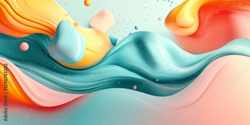 Poster abstract flowing shapes in pastel colors create a dynamic design