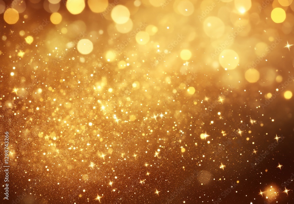 Poster golden glittering background with sparkling bokeh effects for celebratory themes and festive events 