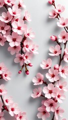 Pink Blossom Flowers on Branches: Beautiful Spring Floral Scene in Soft Natural Light