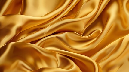 Obraz premium Deep Golden Silk Fabric with Smooth Flowing Folds Capturing Richness and Elegance