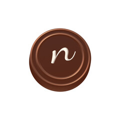 Bright chocolate alpha. Cute colored tasty letter N on white isolated