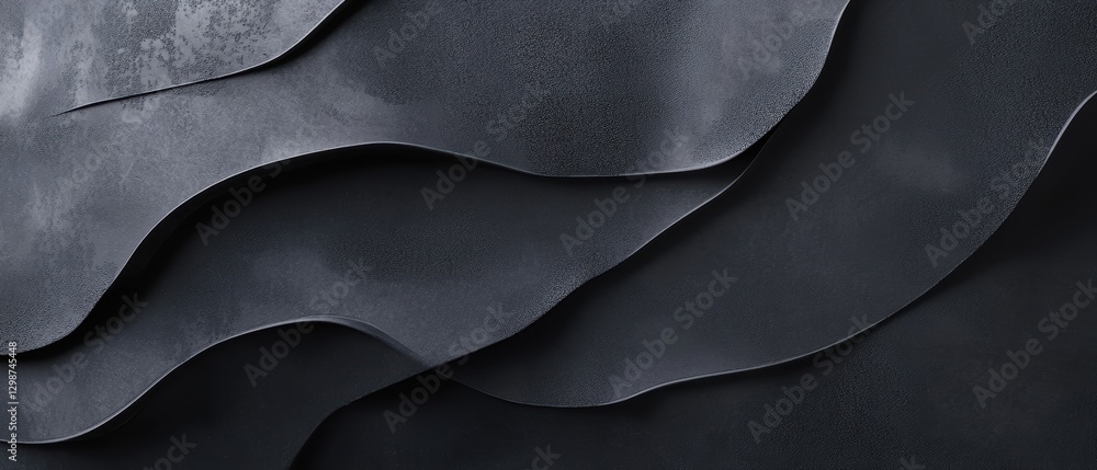 Poster abstract texture background with layers of dark gray wavy surfaces, modern design for minimalistic a