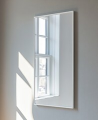 Bright Modern Mirror Reflecting Natural Light in Minimalist Room