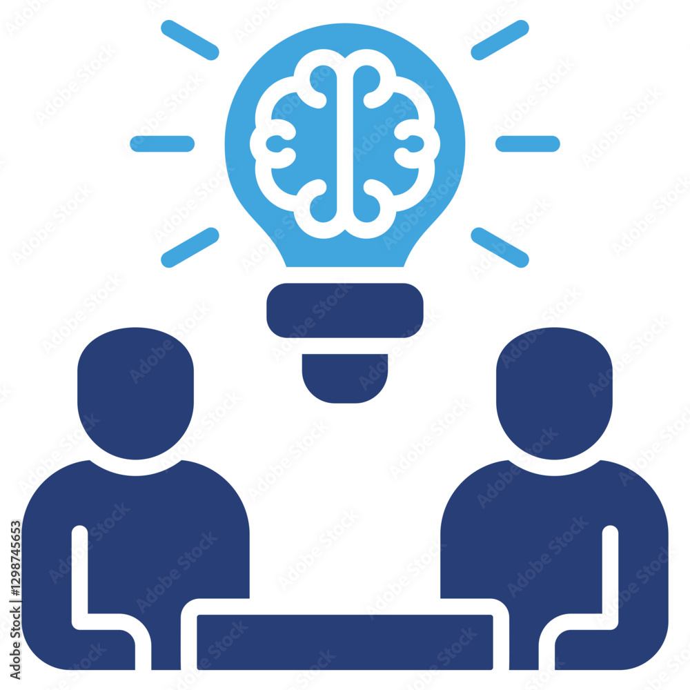 Poster brainstorming two color icon