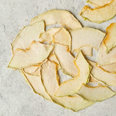 Dried fruit date detail apple on the table up view.