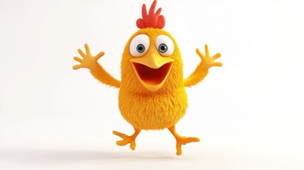 Happy cartoon chicken jumping