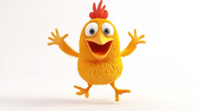 Happy cartoon chicken jumping