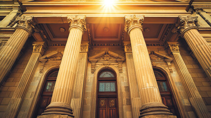 Historic courthouse building facade showcasing classic architecture and timeless design, symbolizing justice, heritage, and the enduring legacy of legal institutions.
