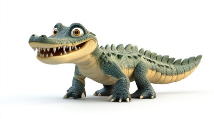 Fototapeta premium Cartoon crocodile, posing, white background