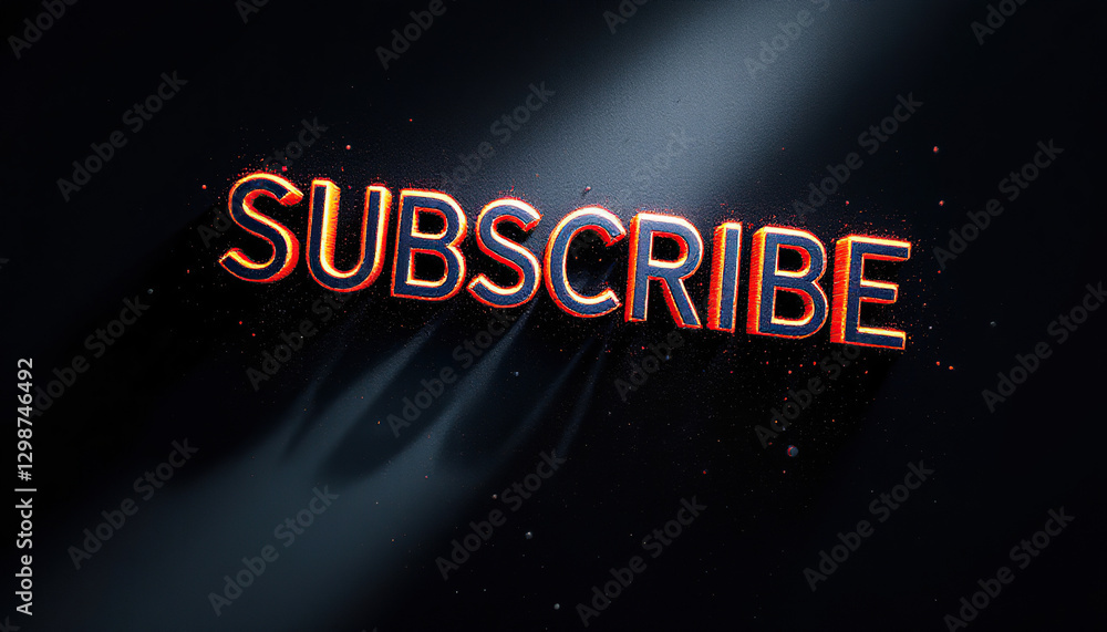 Poster subscribe button 3d render dark background