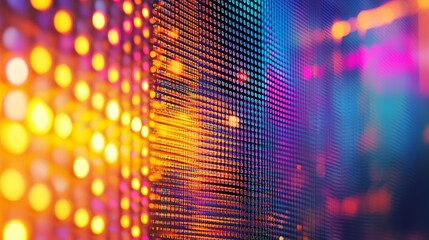 Abstract Colorful Background with Bokeh and Binary Code Elements