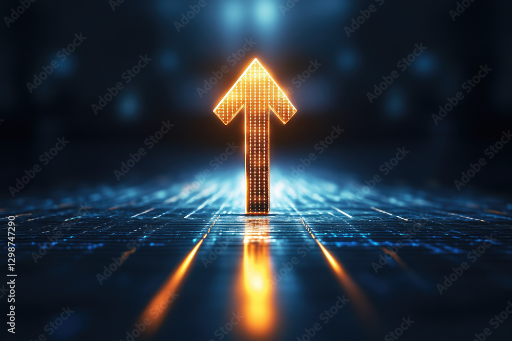 Poster projecting success and achievement through an abstract glowing graph in a corporate setting a visual