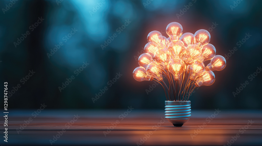 Aufkleber illuminating innovation conceptual design of a glowing tree made of lightbulbs symbolizing shared in