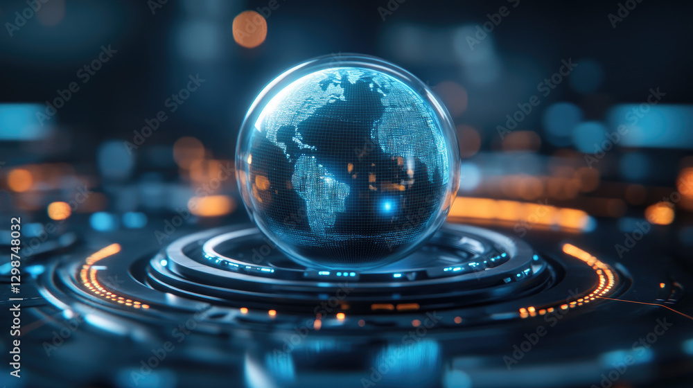 Poster transformative interaction earth hologram global network legal content circuits digital environment 