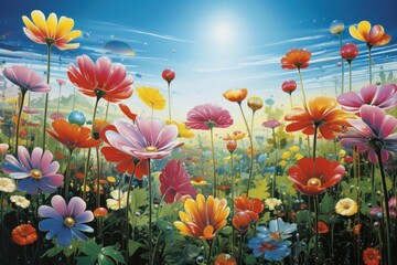 Obraz premium Wildflowers in the garden backgrounds landscape outdoors.