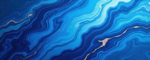 Fototapeta premium Abstract blue marble backdrop, swirling veins, luxury, blue, art