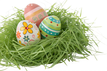 Transparent PNG of Easter Grass and Painted Eggs – Decorative Spring Elements
