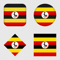 Uganda Flag Icons Pack. Vector illustration.