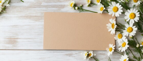 blank brown note with daisy flowers